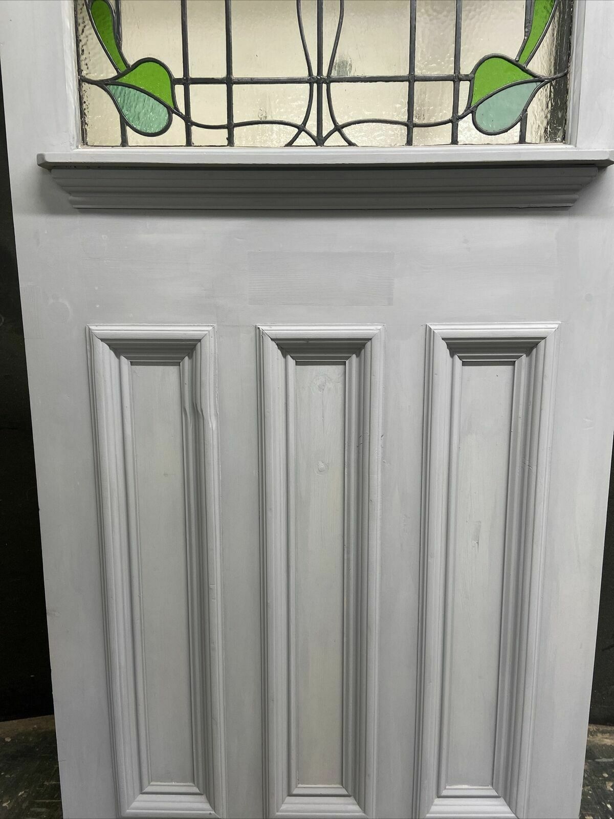 X Large Victorian Stained Glass Front Door Old Reclaim Antique Wood Art Nouveau photo 23010.0