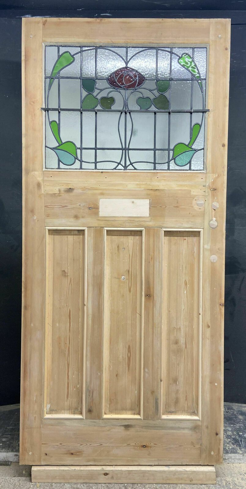 X Large Victorian Stained Glass Front Door Old Reclaim Antique Wood Art Nouveau photo buy