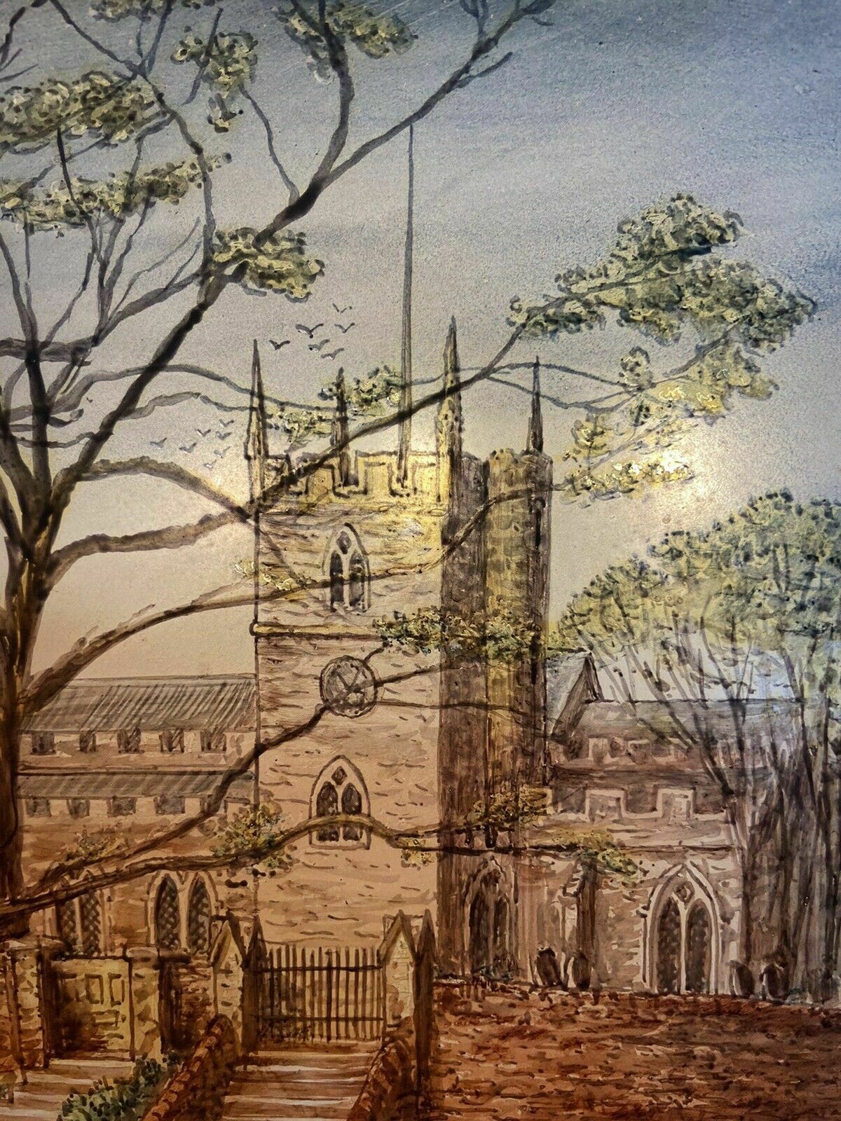 Exquisite Hand Painted Glass Old Period Antique St Marys Church Handsworth 1870 photo 767.0