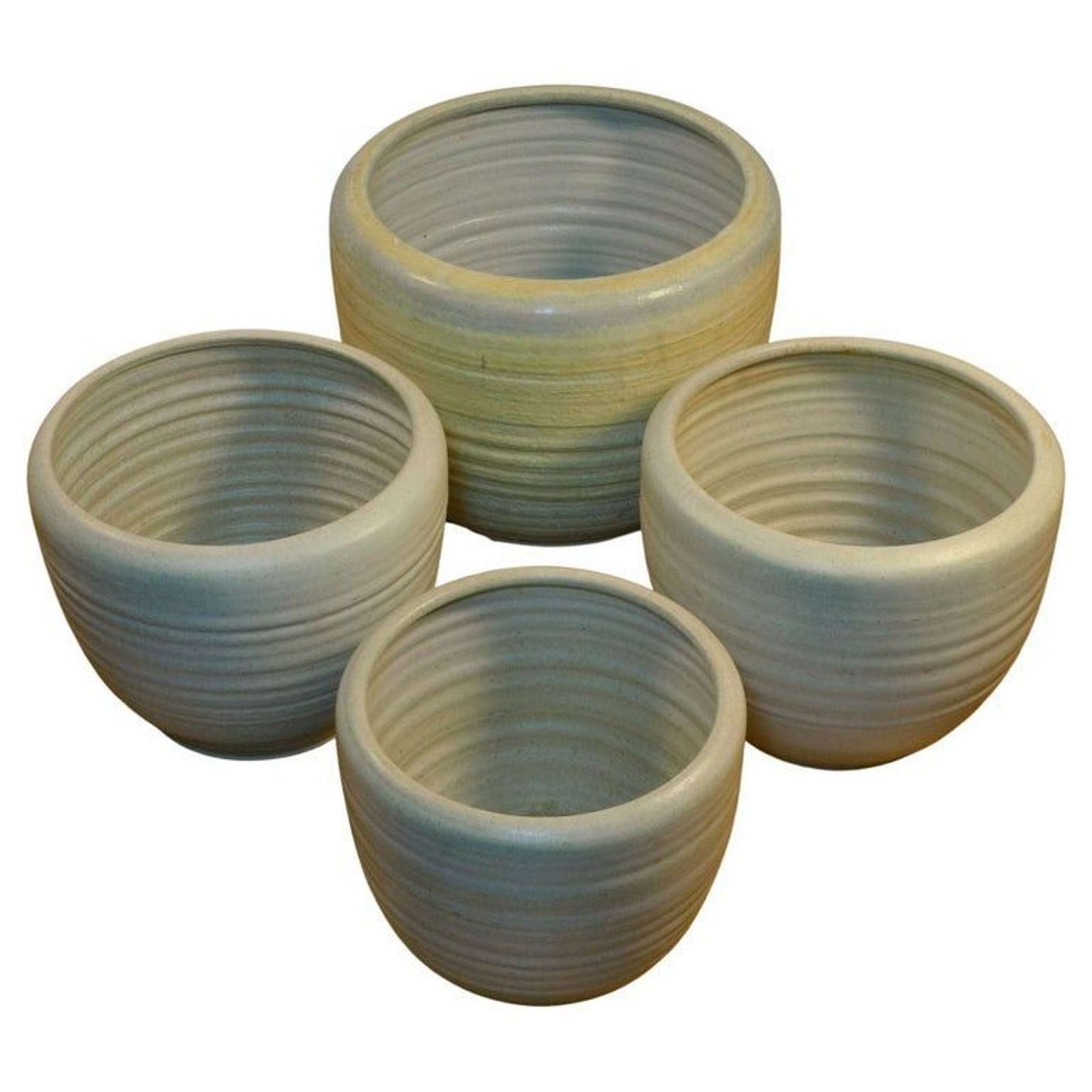 Four Large White Ceramic Studio Pottery Plant Pots, Mobach 1980