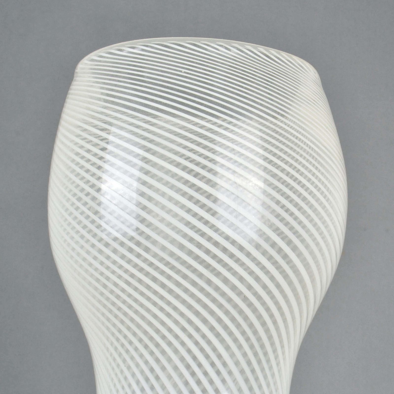Tall Mezza Filigrana Footed White Murano Vase, Style Of Dino Martens photo Home Decor