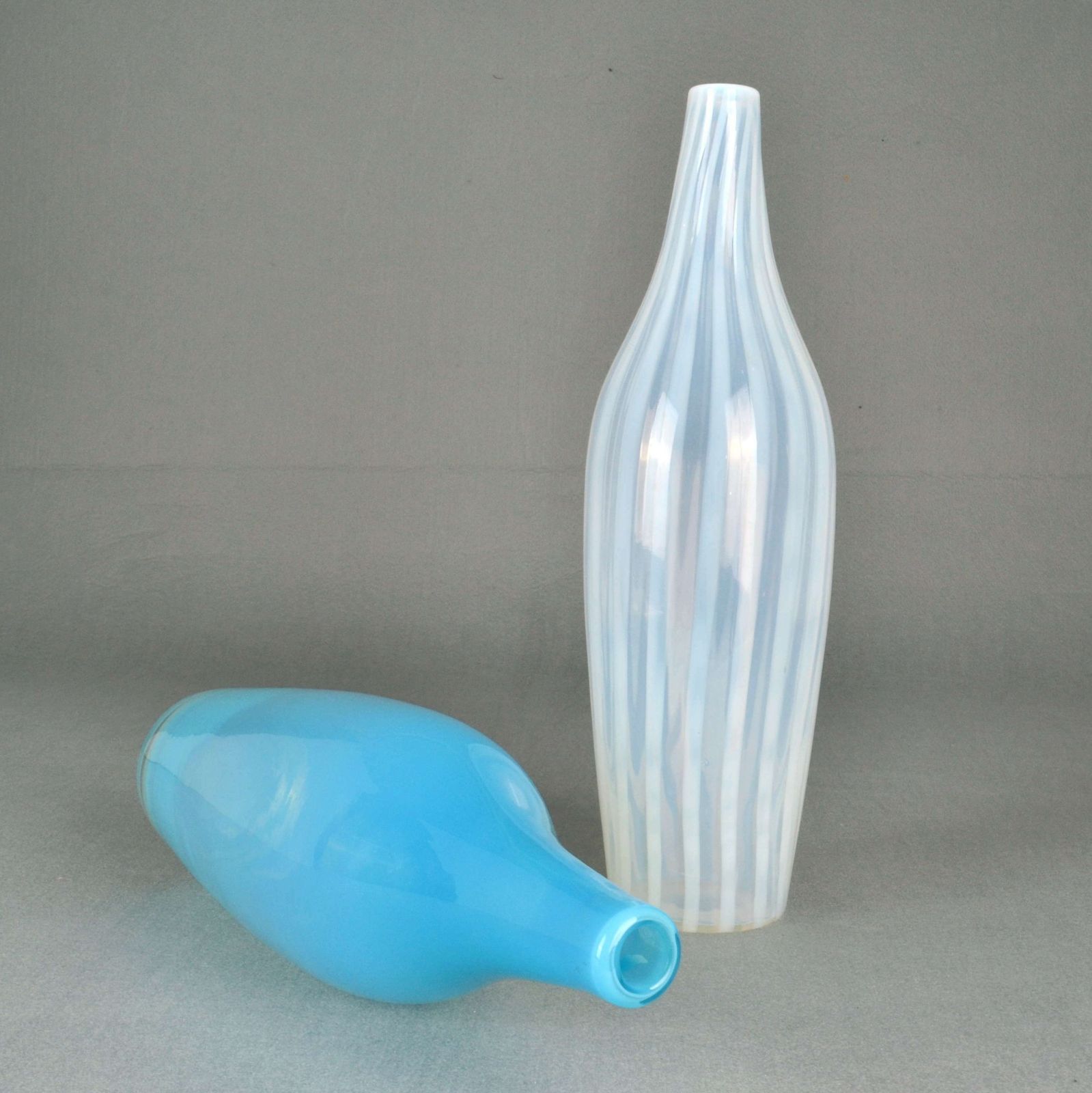 Blue And White Hand Blown Vases By Leerdam 1960's photo 750.0