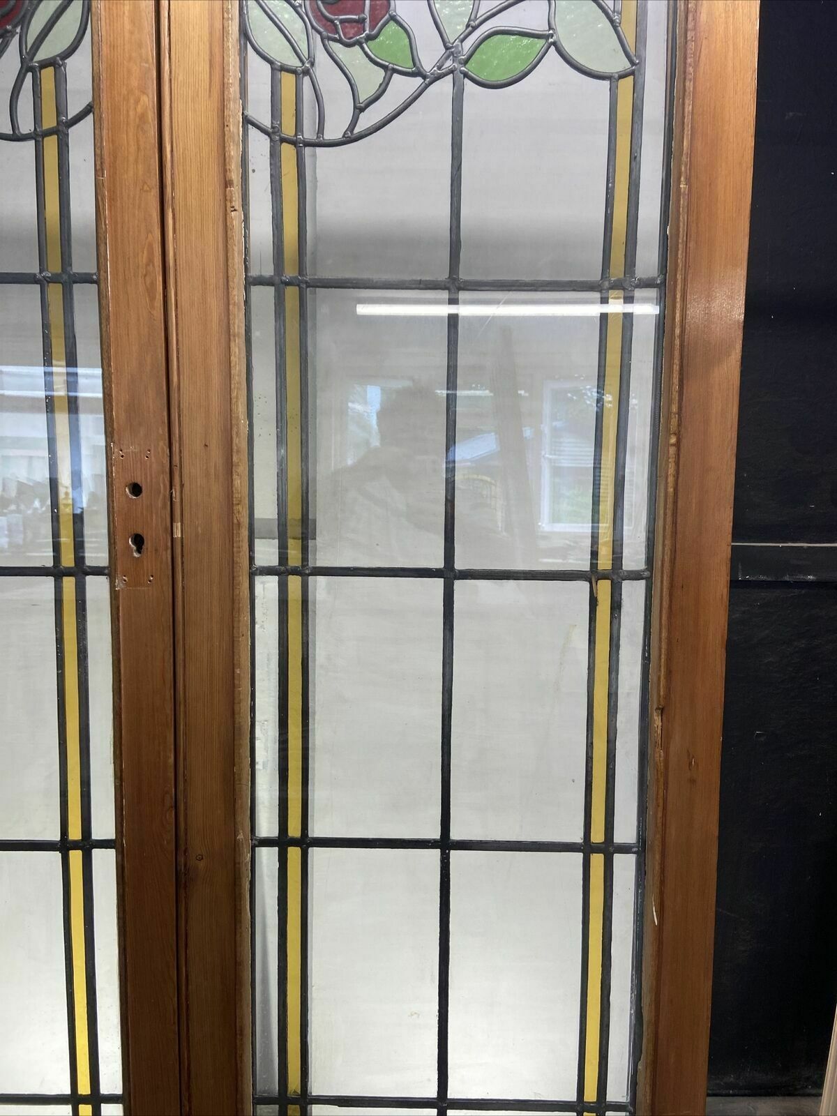 Double Edwardian Stained Glass Doors Antique Period Reclaimed Old French Lead photo vinterior