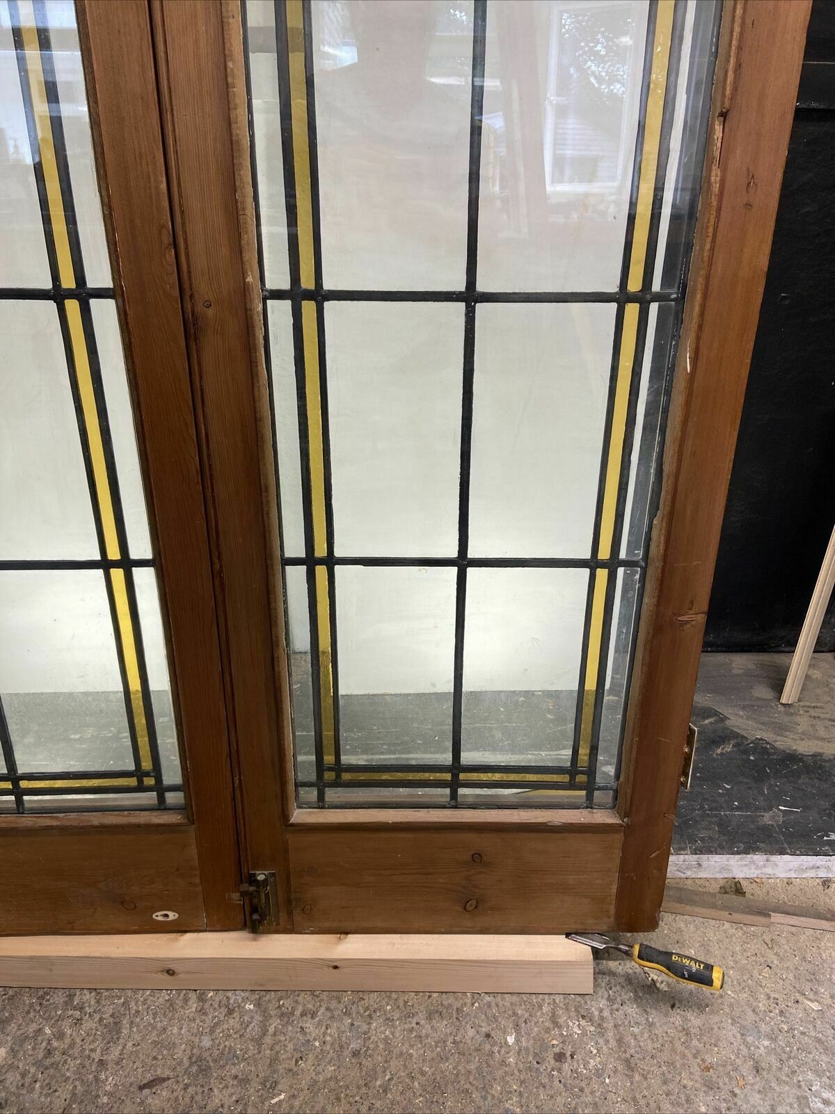 Double Edwardian Stained Glass Doors Antique Period Reclaimed Old French Lead photo buy