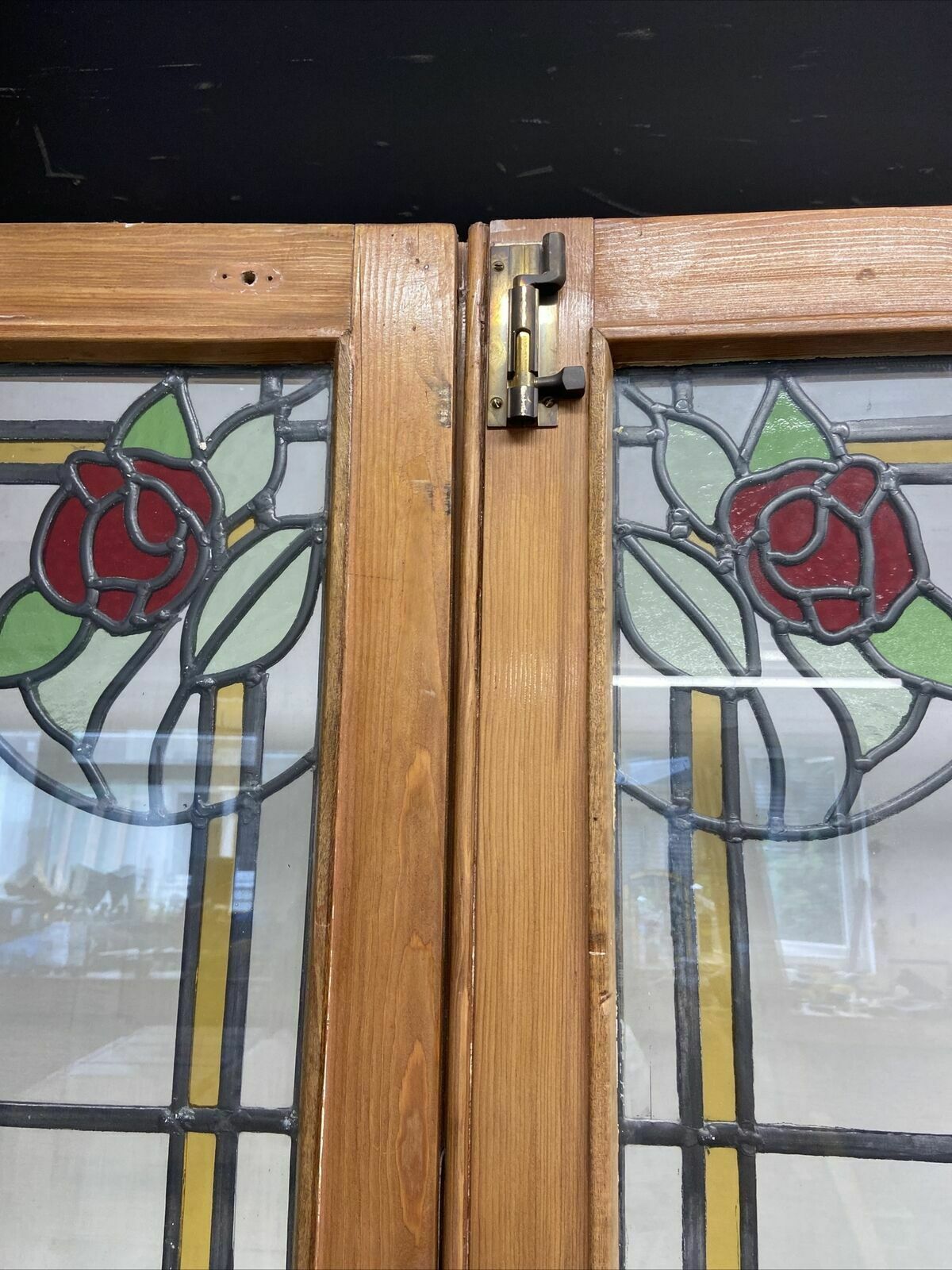 Double Edwardian Stained Glass Doors Antique Period Reclaimed Old French Lead photo vintage