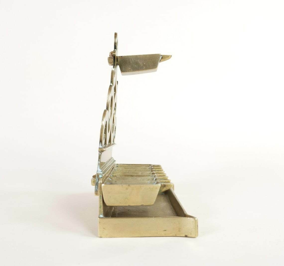 Antique 19th Century French Brass Jewish Hannukkah Lamp Menora With Makers Mark Cazenave & Moreau Bayonne France photo 4348.0