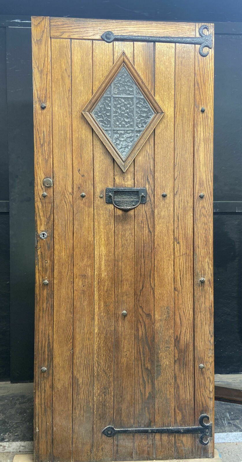 Solid Oak Front Door Old Period Wood Antique Reclaimed Hardwood Glazed Leaded
