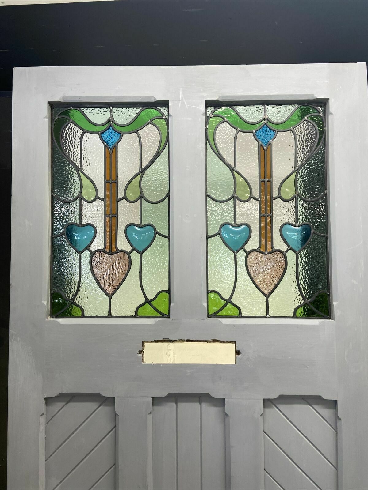 X Large Victorian Stained Glass Front Door Old Reclaim Antique Wood Arts Crafts photo furniture
