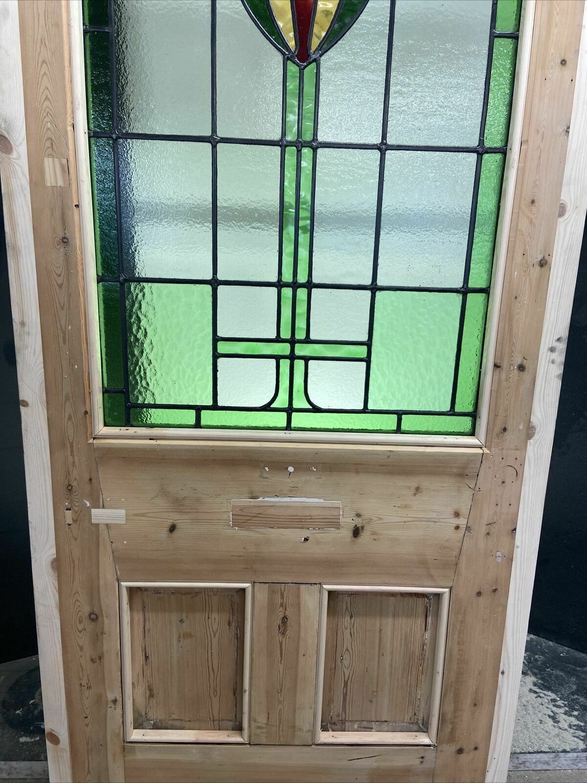 Home Fixtures Large Victorian Stained Glass Front Door Reclaimed Antique Period C1900 Leaded photo