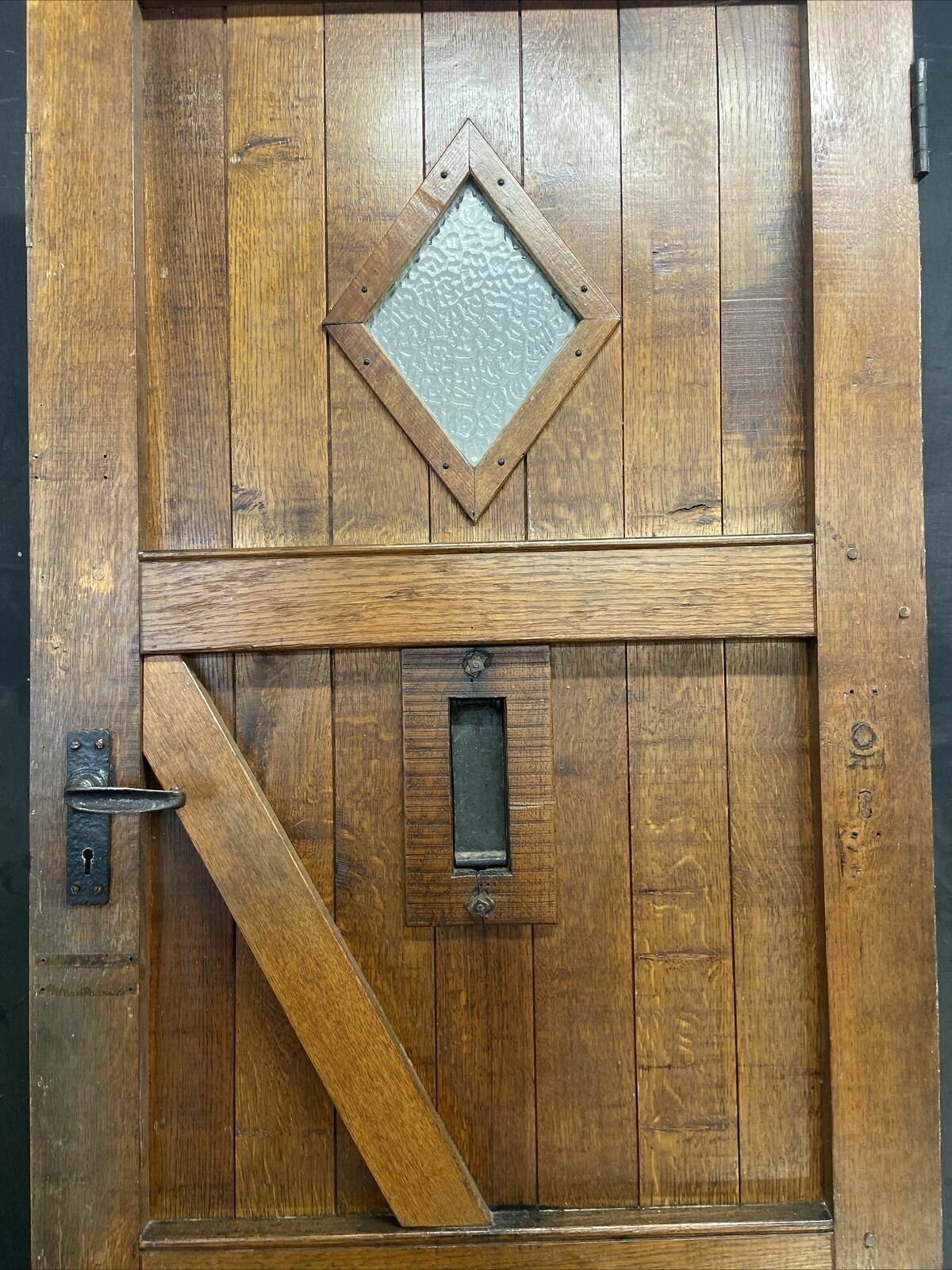 Home Fixtures Solid Oak Front Door Old Period Wood Antique Reclaimed Hardwood Arts & Crafts photo