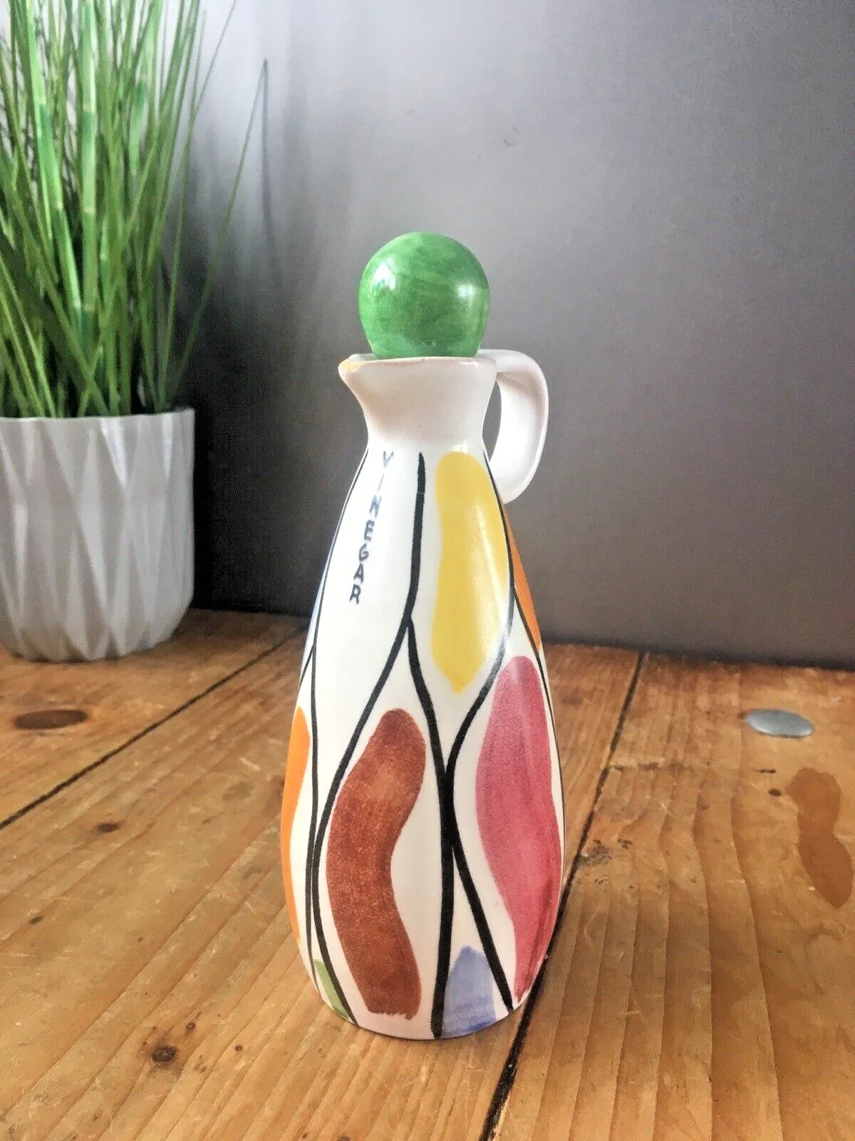 Mid Century Italian Pottery Multicoloured Vinegar Jug Bottle Pucci Ceramiche 50s By Pucci Ceramiche Of Umbertide