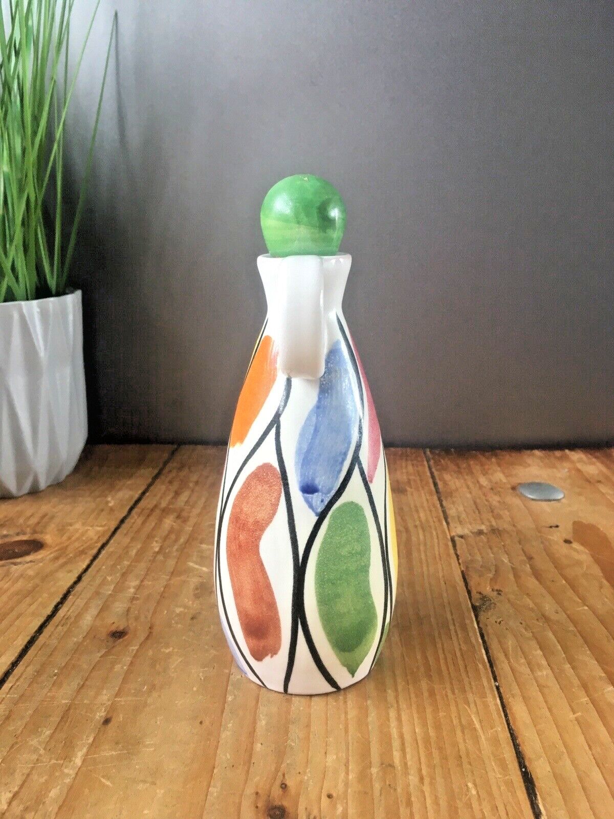 Mid Century Italian Pottery Multicoloured Vinegar Jug Bottle Pucci Ceramiche 50s By Pucci Ceramiche Of Umbertide photo Home Decor