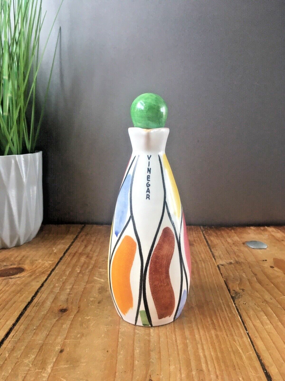 Mid Century Italian Pottery Multicoloured Vinegar Jug Bottle Pucci Ceramiche 50s By Pucci Ceramiche Of Umbertide photo vinterior
