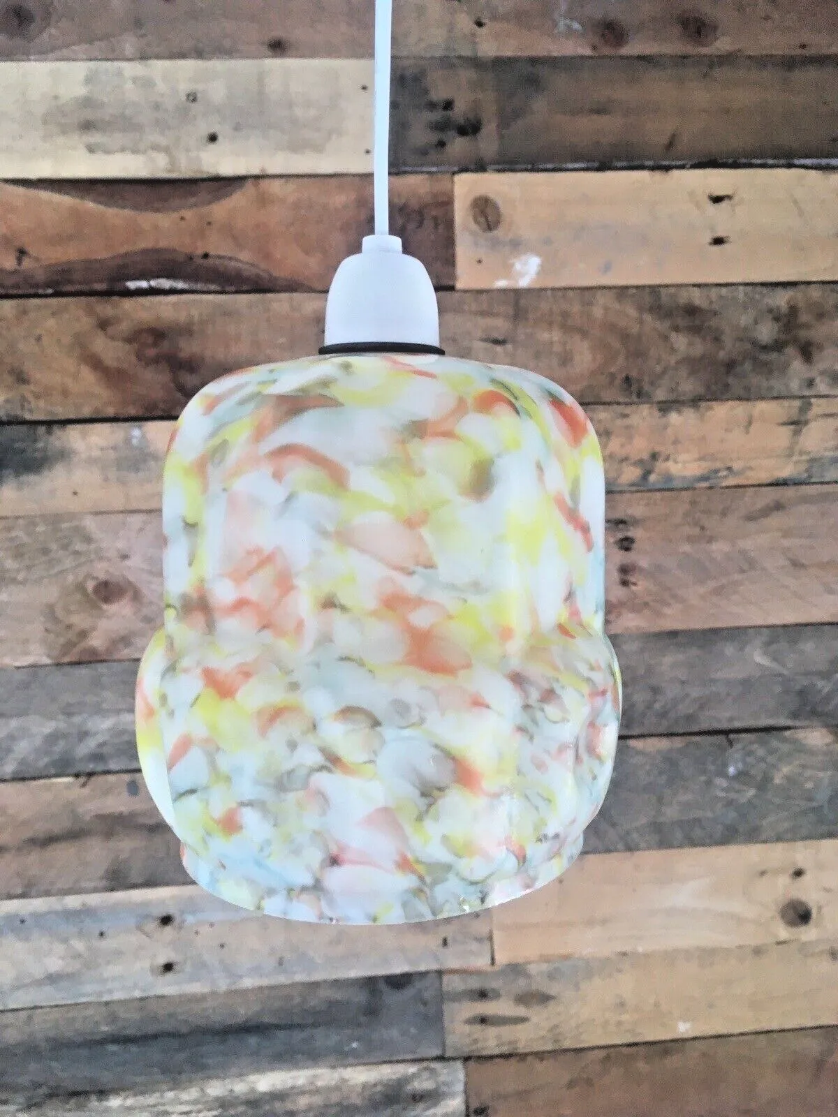 photo buy Art Deco Yellow Orange Marbled Geometric Spatter Glass Ceiling Light Lamp Shade