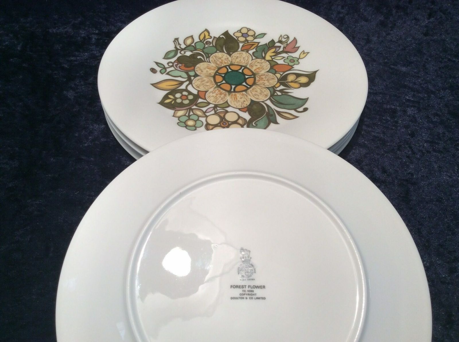 1970s Royal Doulton Forest Flower Tea Plates, 6.5” Diameter, Forest Flower Side Plates, Retro Tea Plates, Royal Doulton Tea Plates photo 50.0