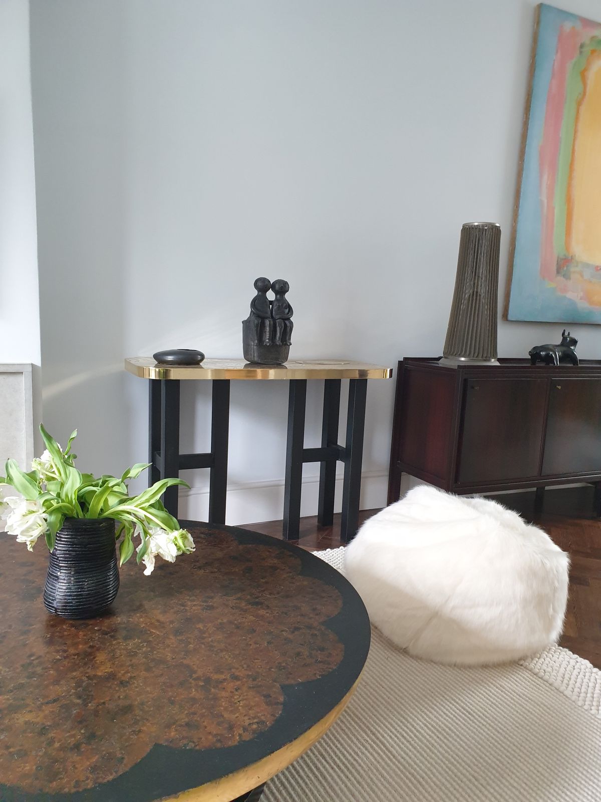 Brass And Lacquered Metal Console With Agate Insert By Lova Creation photo Furniture
