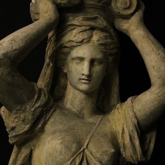 French Plaster Pair Of Caryatids With Pedestals photo 4750.0
