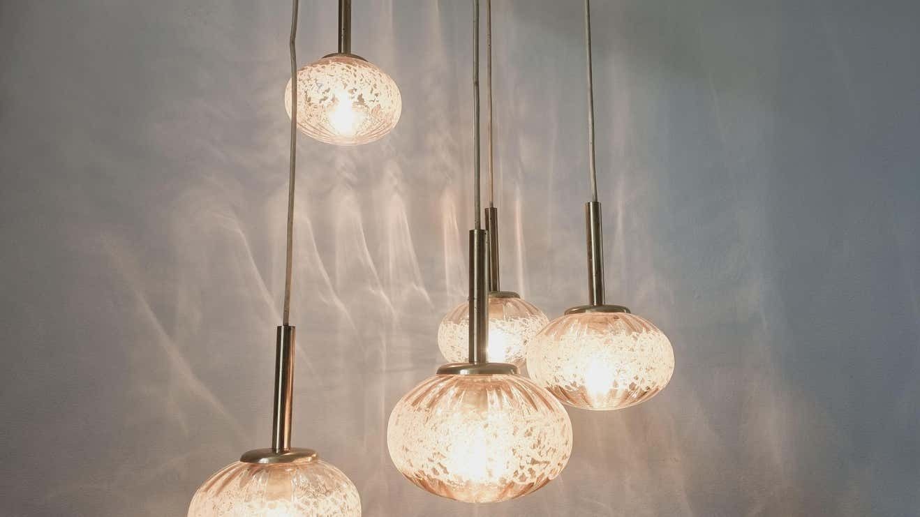 photo for sale Rare Midcentury Pendant Fischer Leuchten, Germany, 1970s