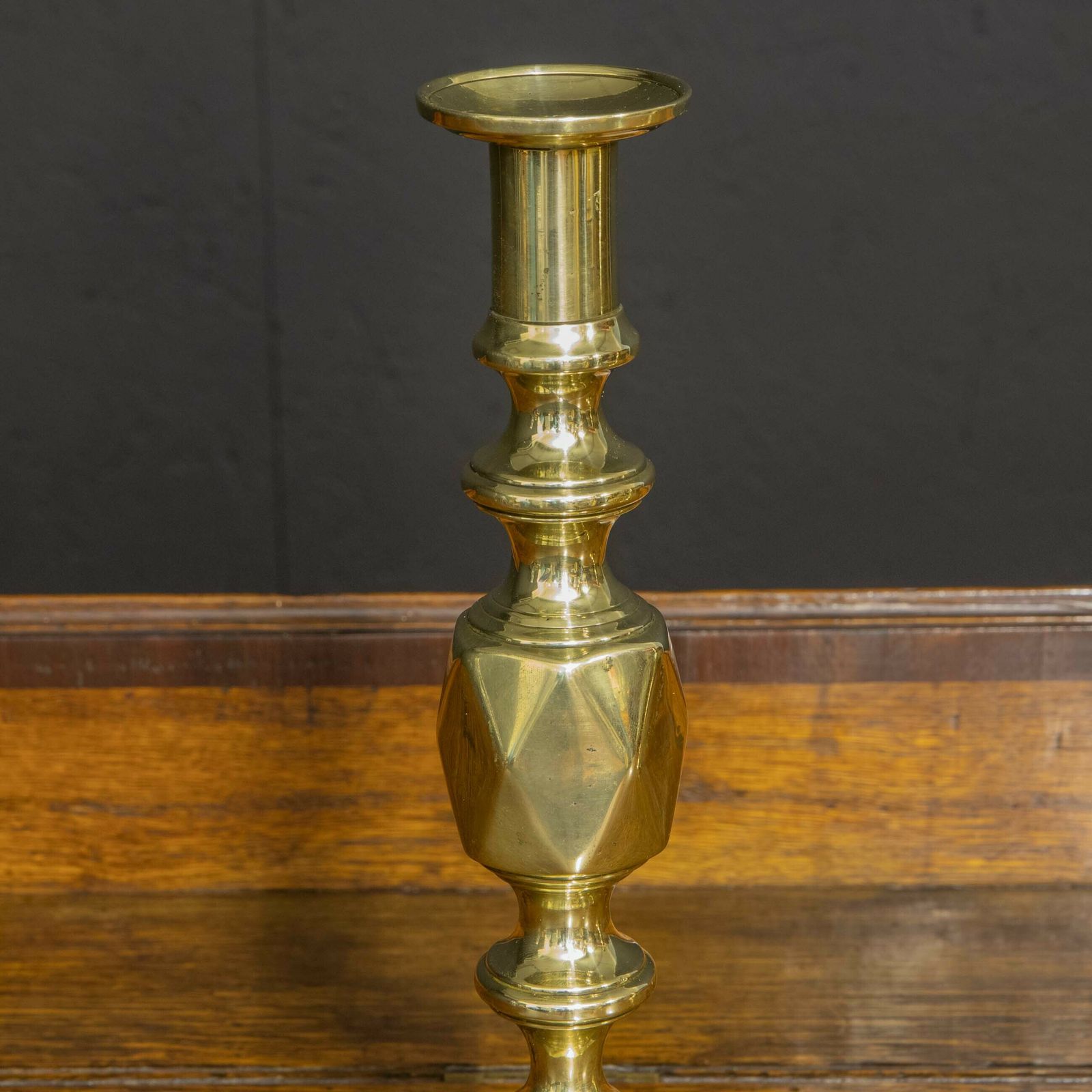 Pair Of Victorian Queen Of Diamond Brass Candlesticks photo vinterior