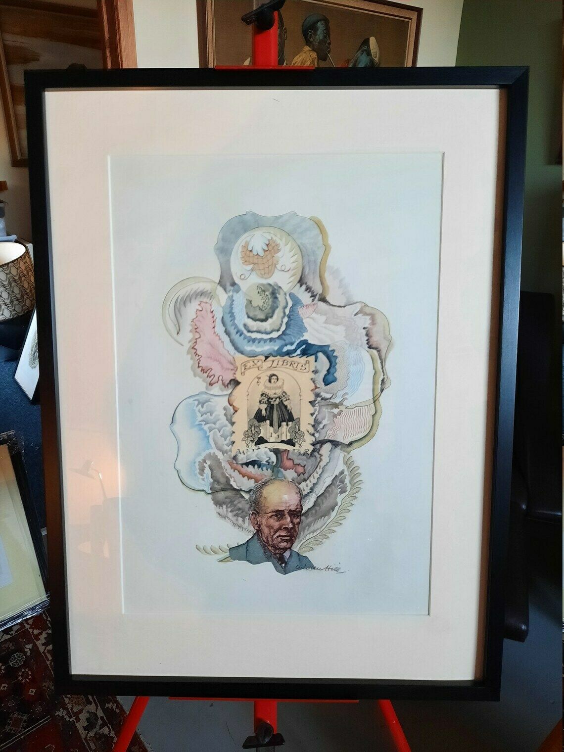 Original Watercolour, Pencil, Pen & Ink Collage By Adrian Hill   Mcm Artist