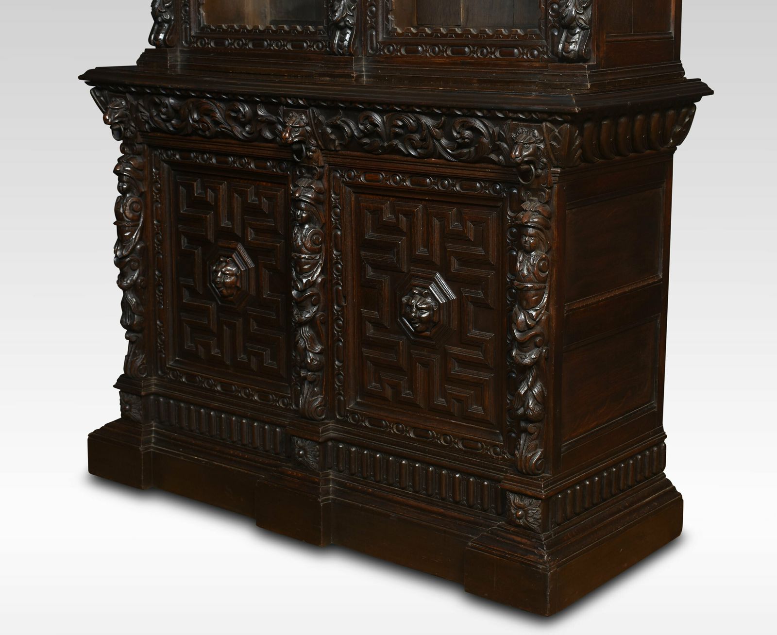 Renaissance Revival Carved Oak Two Door Bookcase photo Furniture