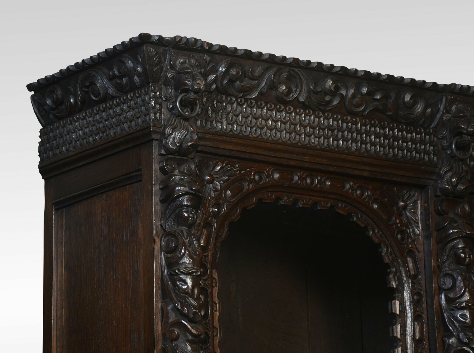 Renaissance Revival Carved Oak Two Door Bookcase photo buy