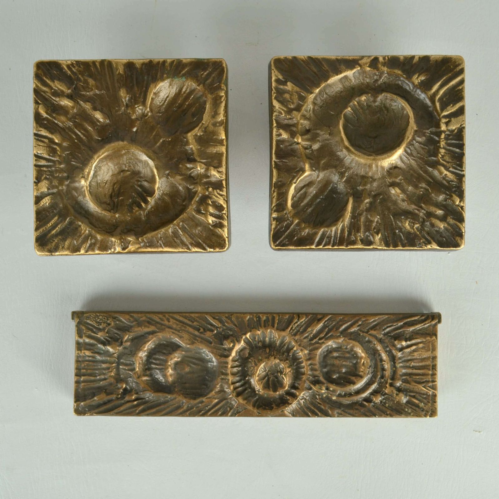 Three Push Pull Door Handles And Letterbox With Crater Relief photo for sale
