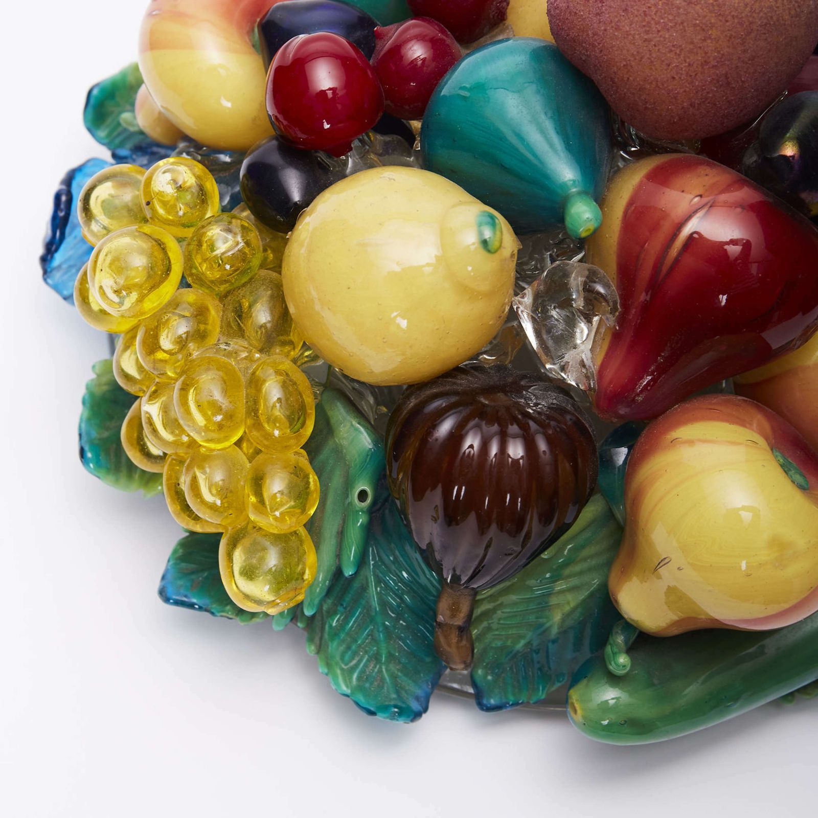Pair Of Still Life Fruit Bowls Murano Glass By Aristi Barovier,1920's photo for sale