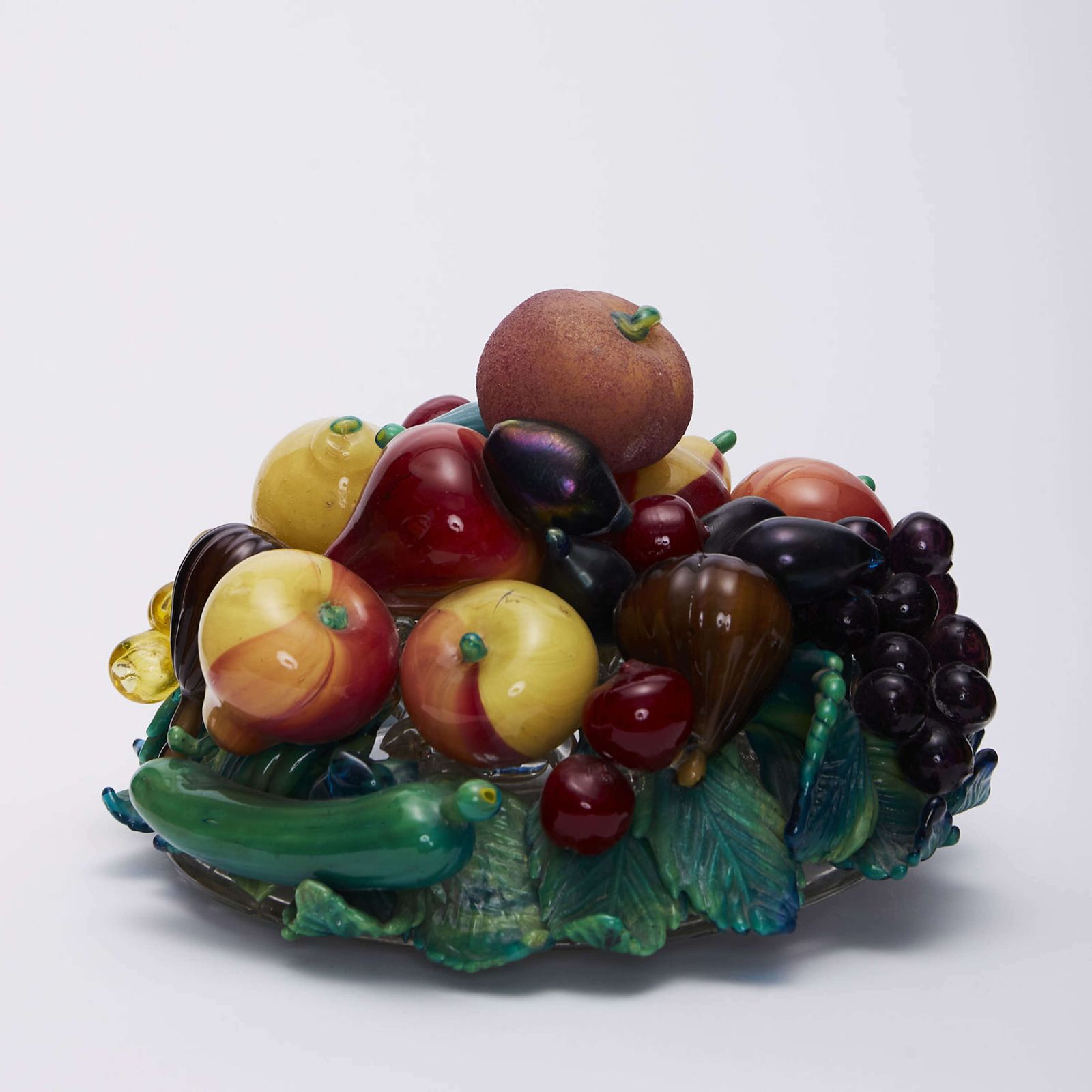 Pair Of Still Life Fruit Bowls Murano Glass By Aristi Barovier,1920's photo vinterior