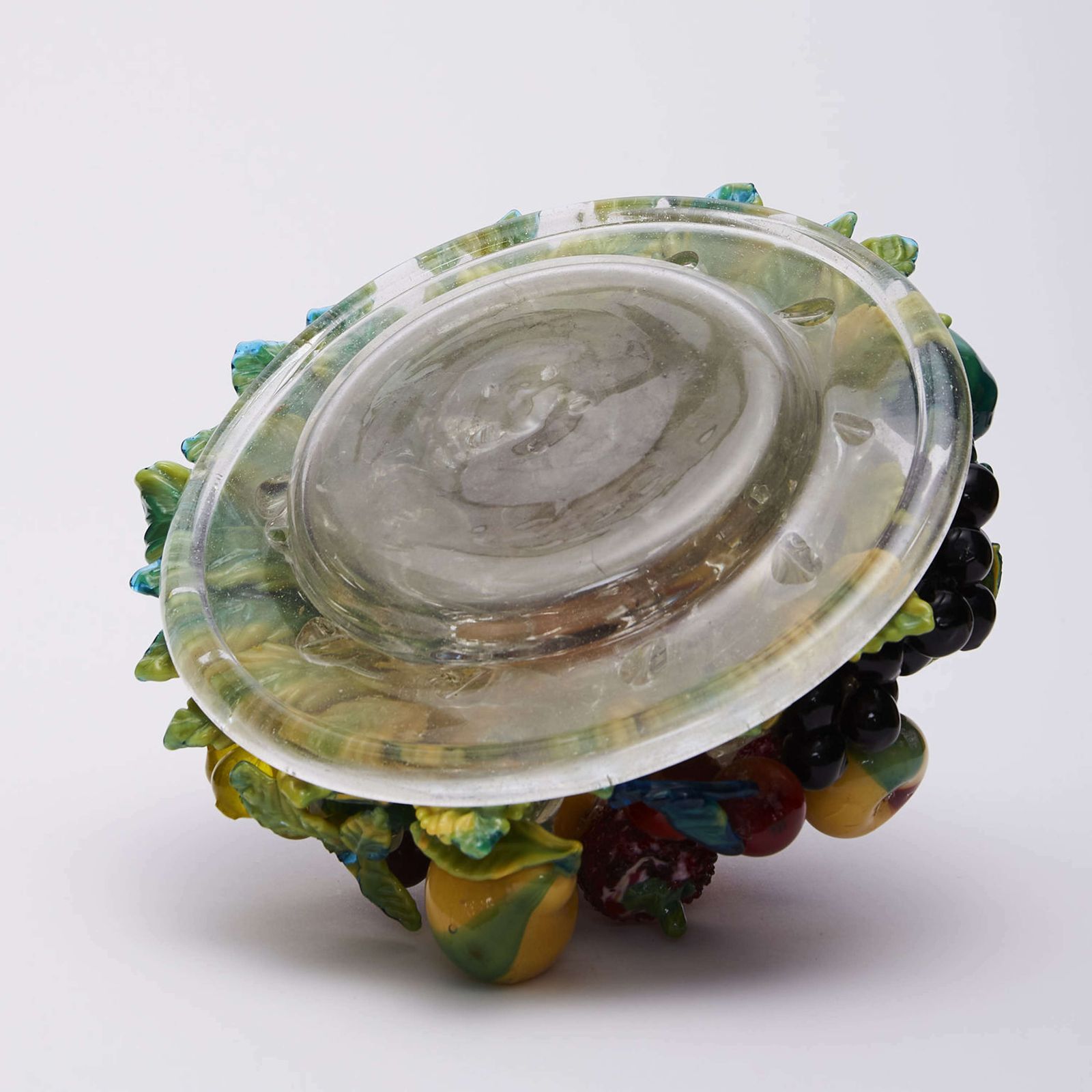 6950.0 Pair Of Still Life Fruit Bowls Murano Glass By Aristi Barovier,1920's photo
