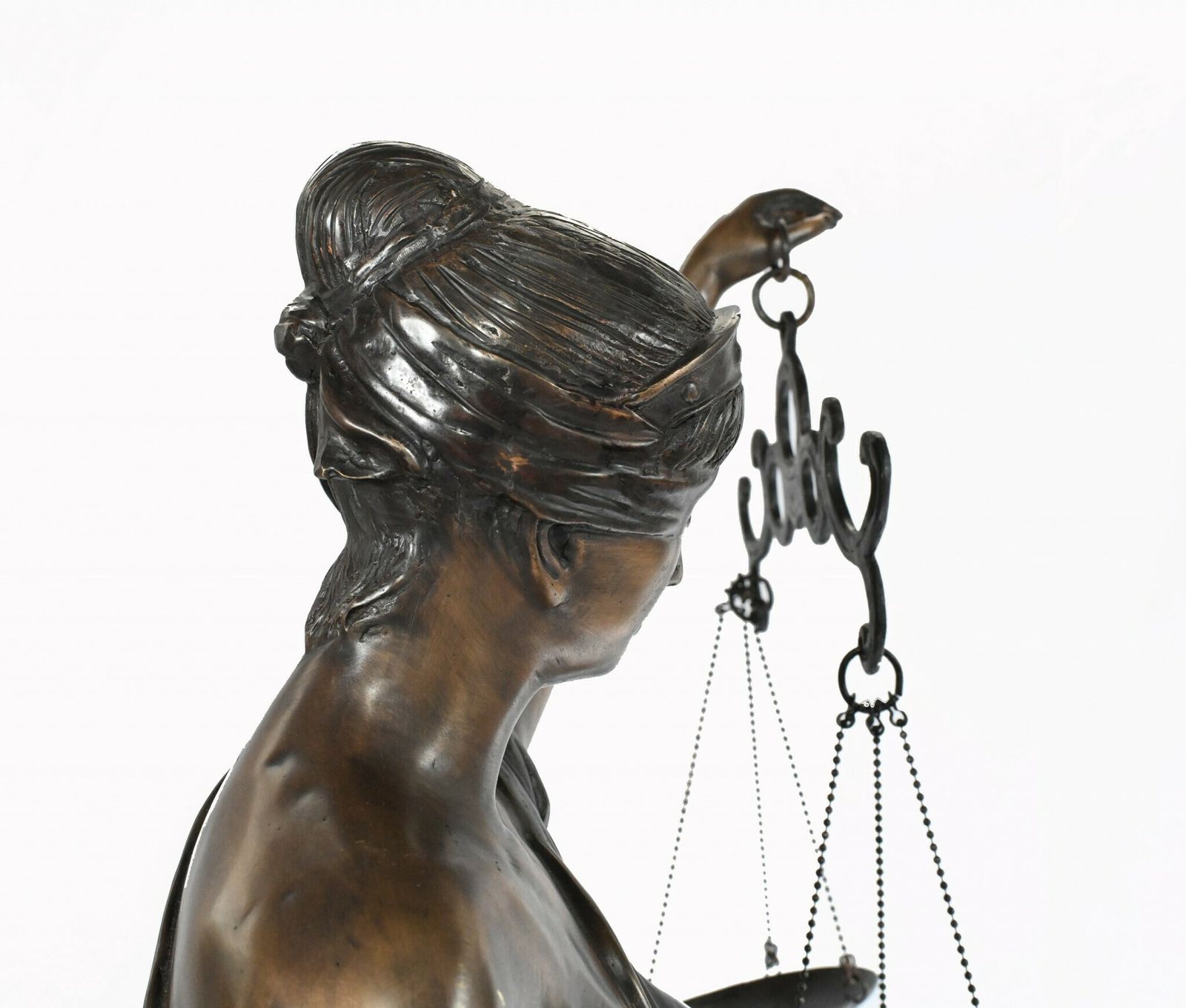 Xl French Bronze Statue Lady Justice Scales Figurine Snake photo Art
