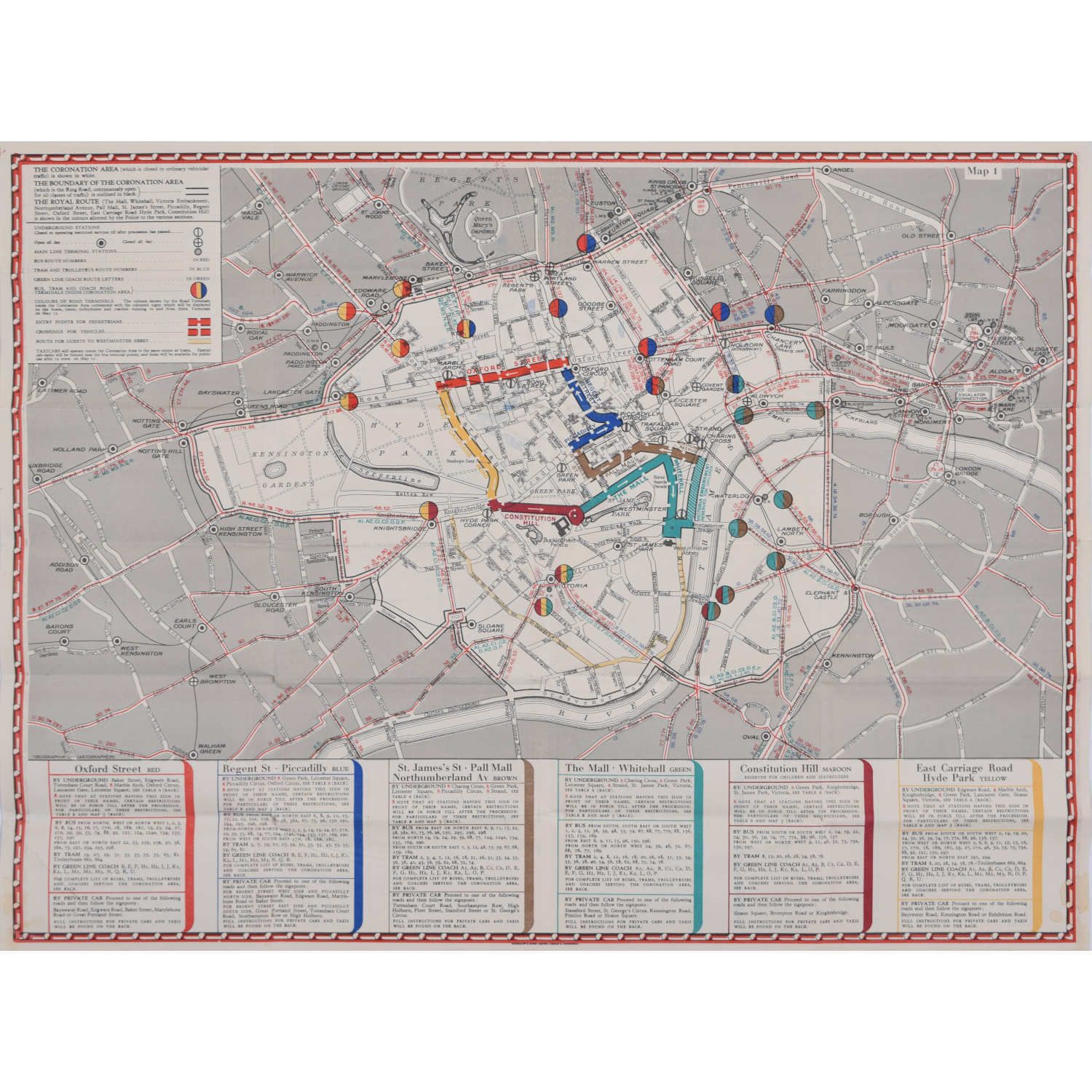 Coronation Arrangements – Map Of London (1937)