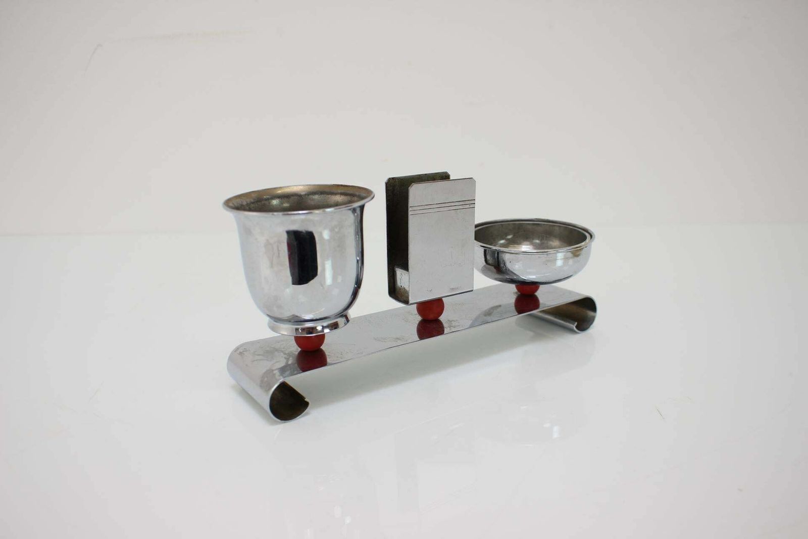 Bauhaus Art Deco Chrome Smoking Set, 1930s photo Home Decor