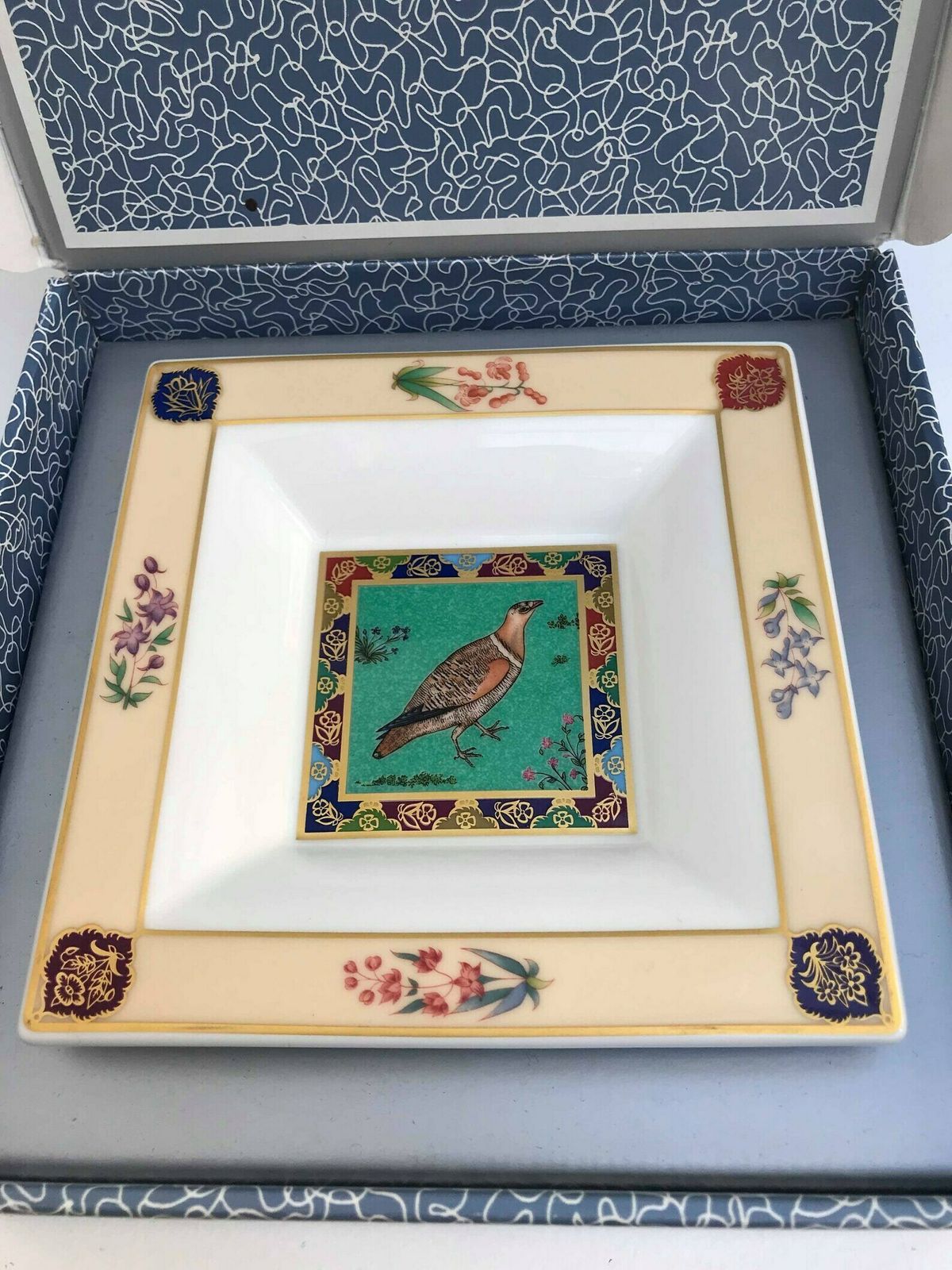 Villeroy And Boch Square Dish Coin Dish Ring Catch All Candy Nuts Olives Tray Trinket Porcelaine Vintage Heinrich Bengal Saraswati Bird photo Home Decor