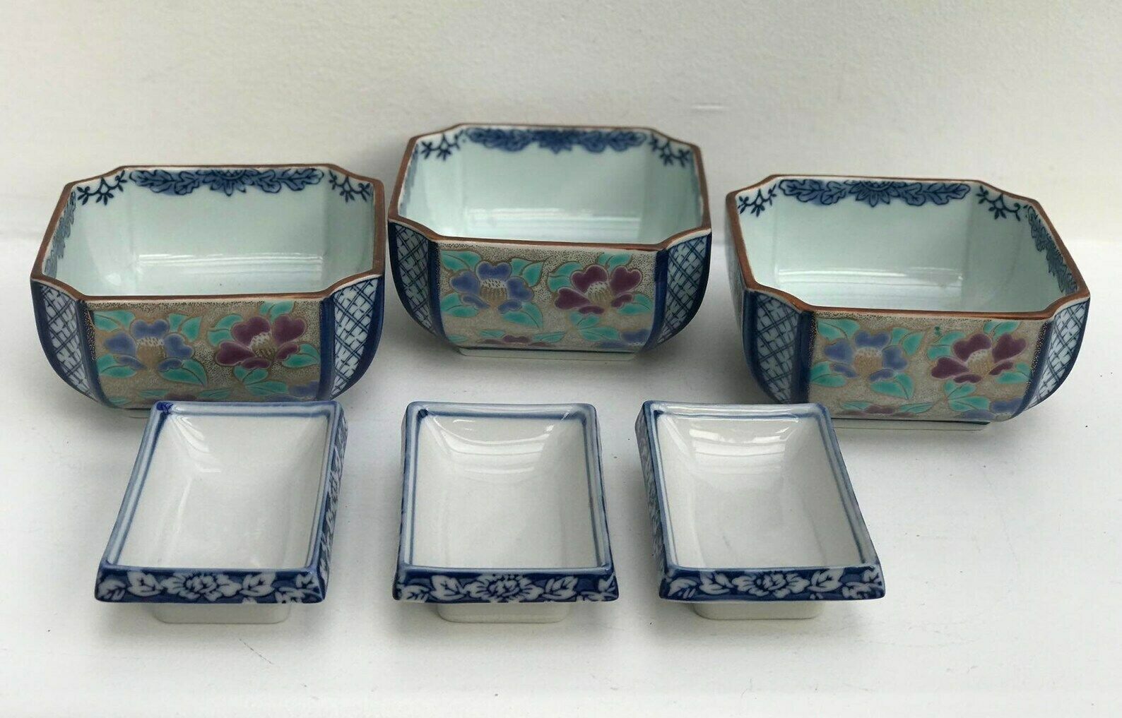 Japanese Bowls Plates Set Serving Sauce Dish, Dinner Sashimi Plate Asian Food Dish Blue Ceramic Porcelain Fish Serving Tray photo 112.0