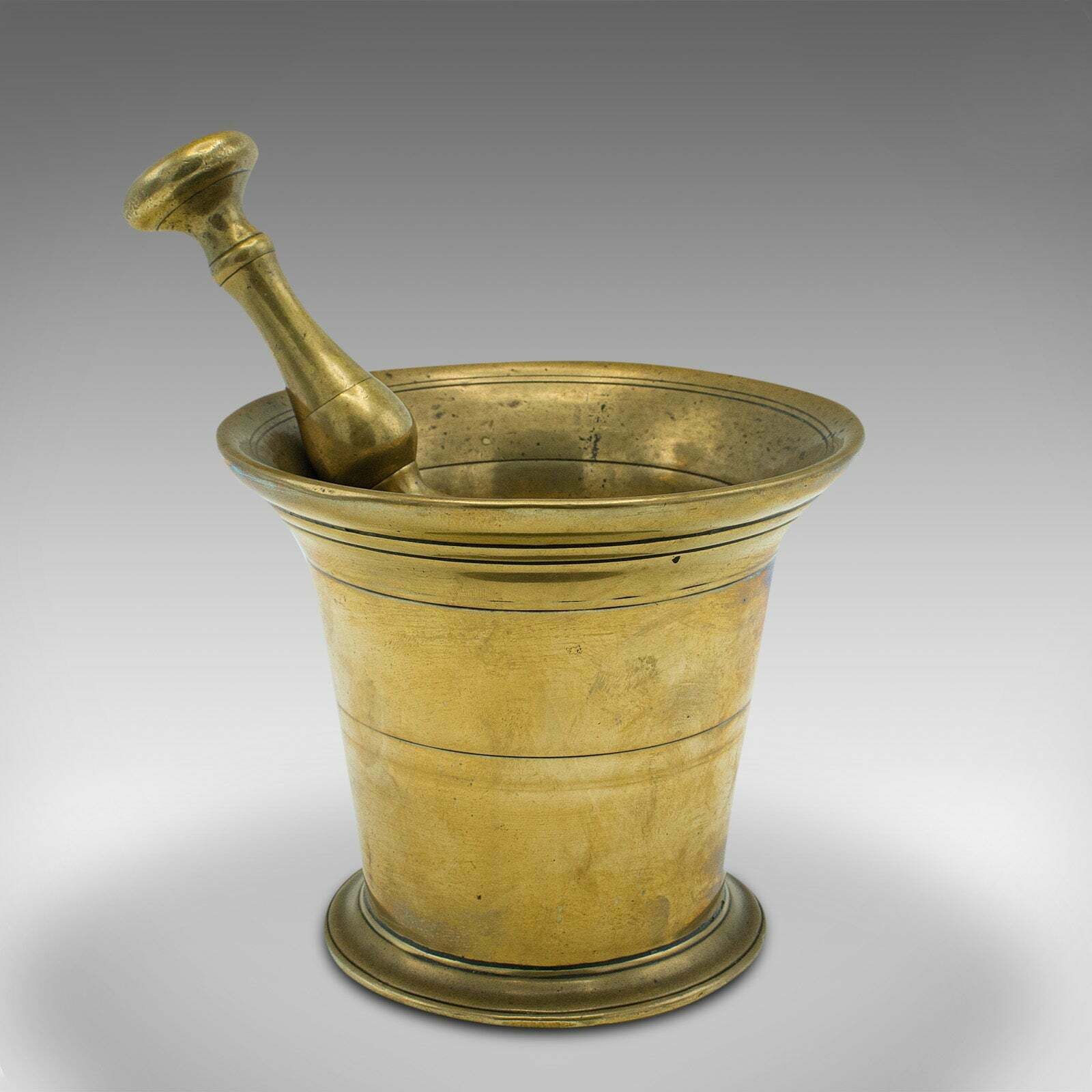 Antique Apothecary Mortar And Pestle, English, Brass, Chemist, Victorian, C.1850 photo for sale