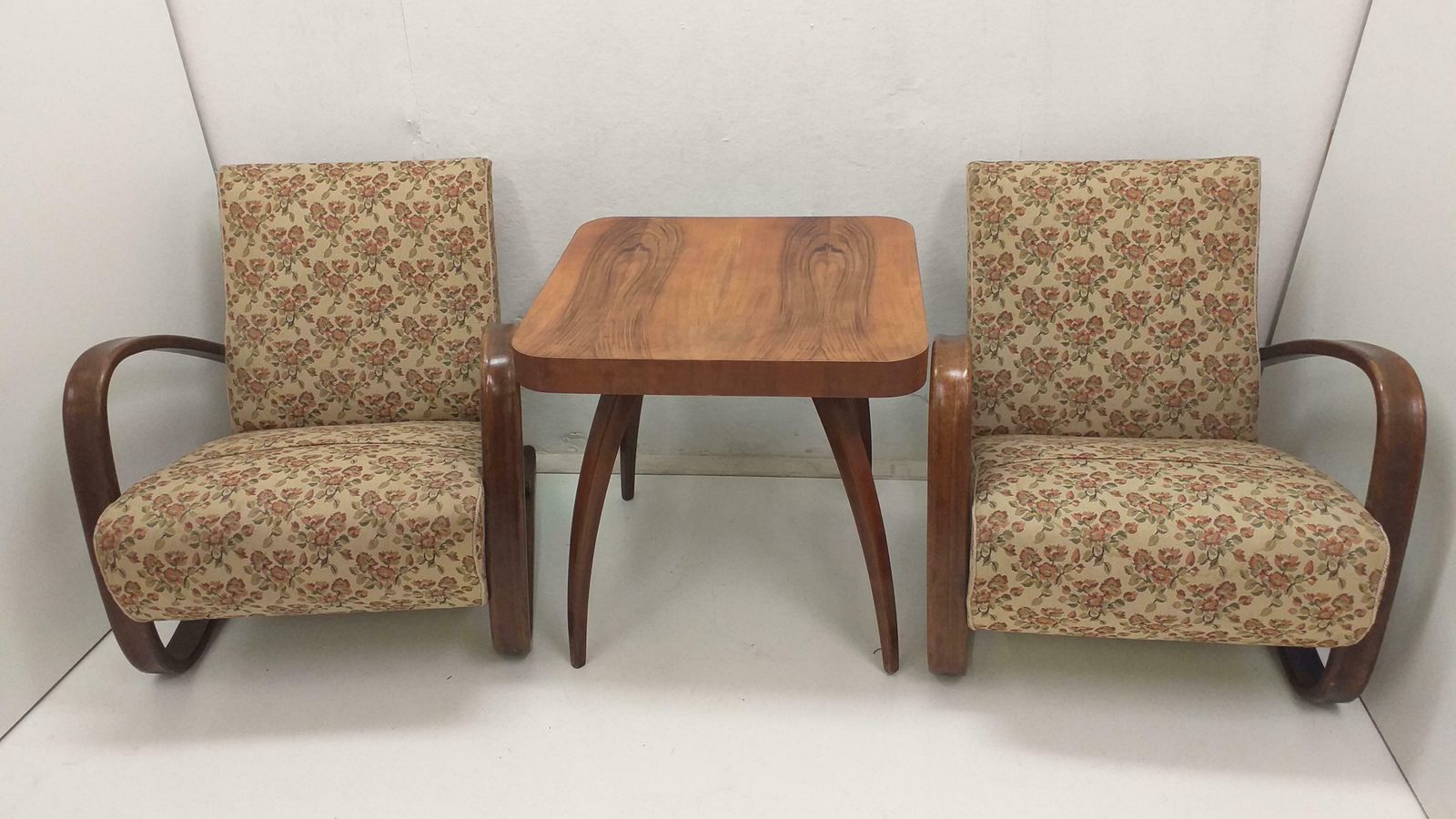 1960 2x Halabala Armchairs H 269 And Spider Table, Czechoslovakia photo furniture