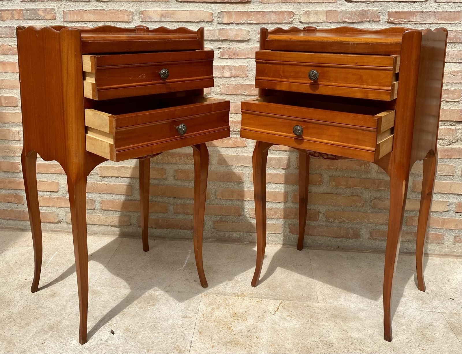 Pair Of French Cabriole Legs Nightstands Or Bedside Tables photo buy