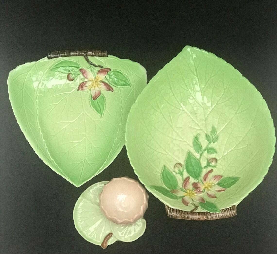 Carltonware Dishes Plate Serving Bowl Green Apple Blossom Plate 4 Pieces Green Decoration Bamboo Lotus English Collectors Antique China photo furniture