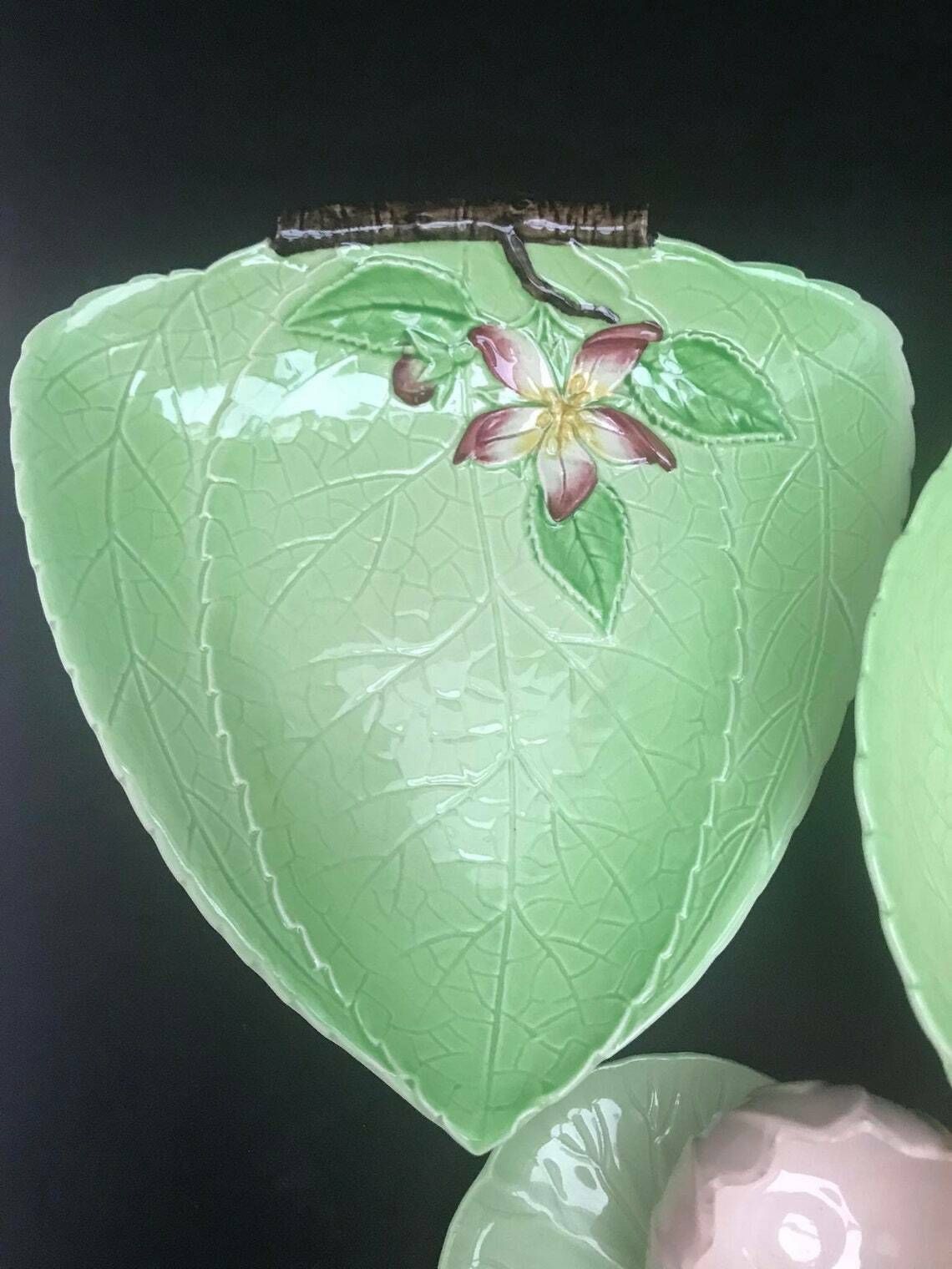 photo furniture Carltonware Dishes Plate Serving Bowl Green Apple Blossom Plate 4 Pieces Green Decoration Bamboo Lotus English Collectors Antique China