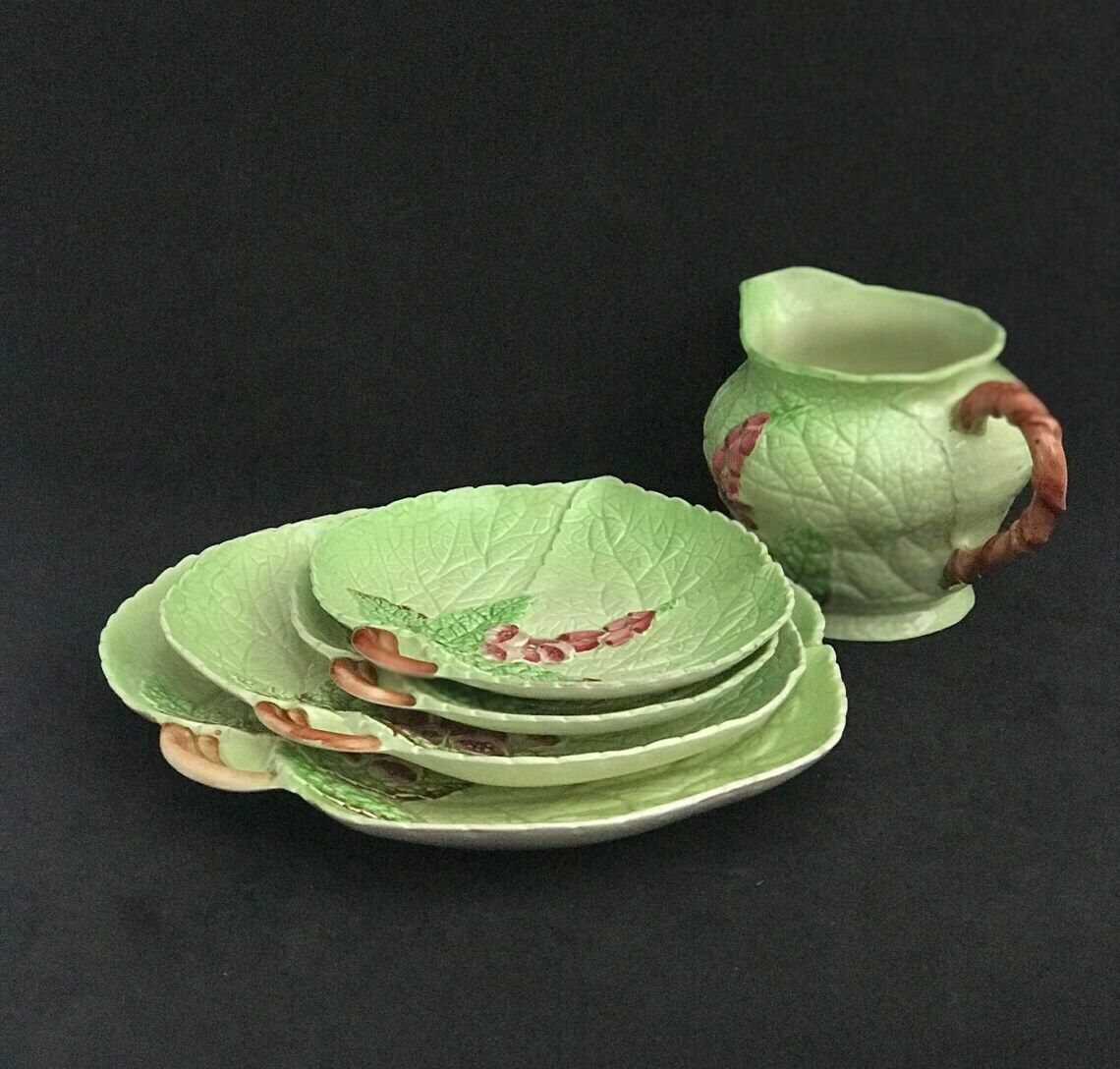 photo furniture Carltonware Dishes Plate Serving Green Foxglove Creamer Plate 4 Pieces Green Decoration English Collectors Antique China