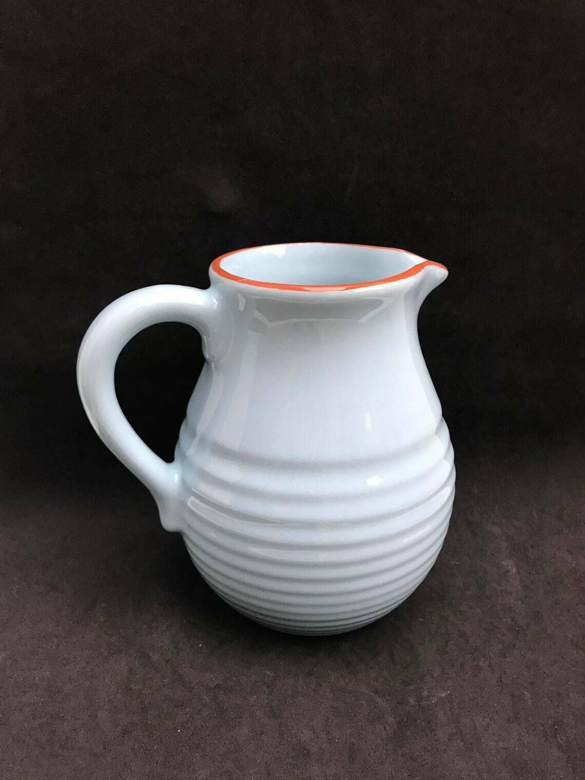 Pitcher Stoneware Water Or Wine Large James Oliver Pottery, French Country Blue Cobalt Antique Grey Ceramic Stoneware photo furniture