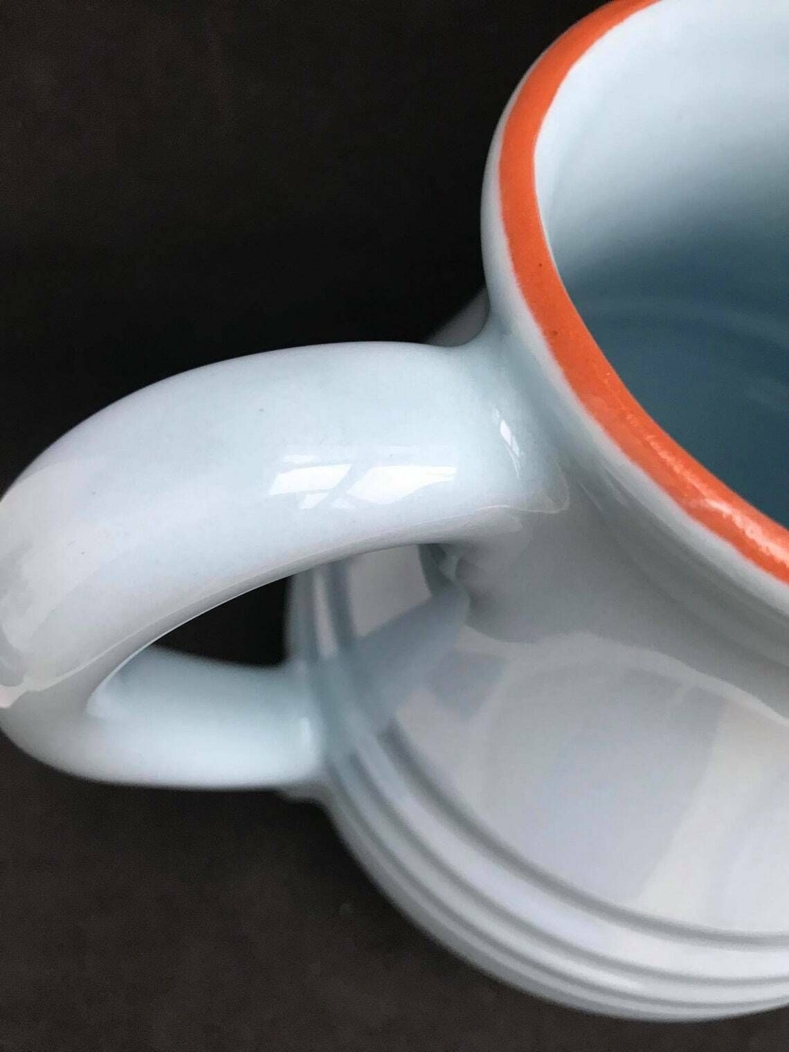 photo for sale Pitcher Stoneware Water Or Wine Large James Oliver Pottery, French Country Blue Cobalt Antique Grey Ceramic Stoneware