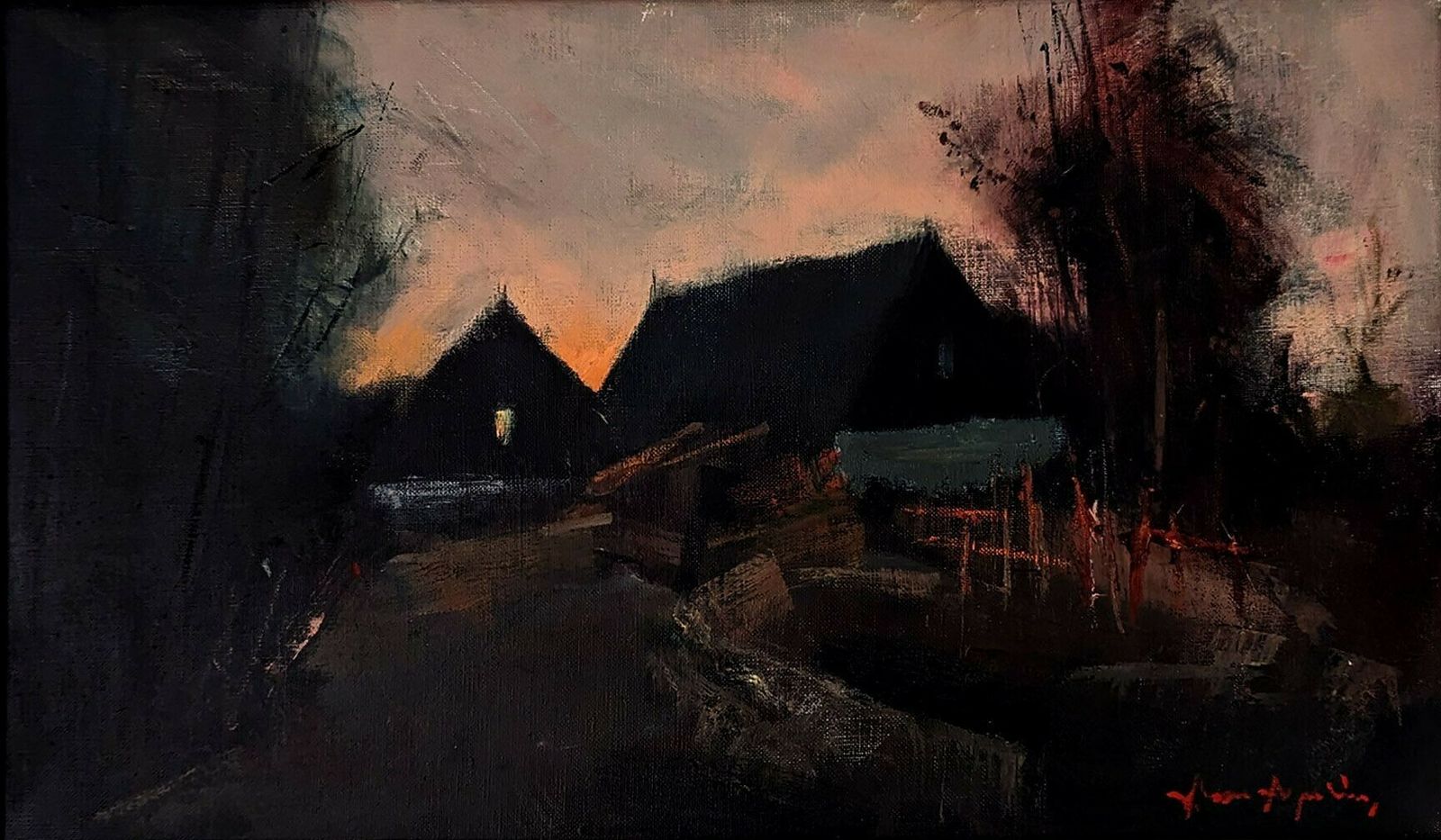 20th Century Swedish School ‘Village At Twilight’ photo furniture