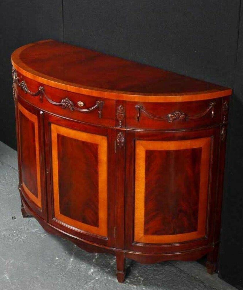 Regency Demi Lune Commode Cabinet Mahogany Satinwood Banding Server photo 1495.0
