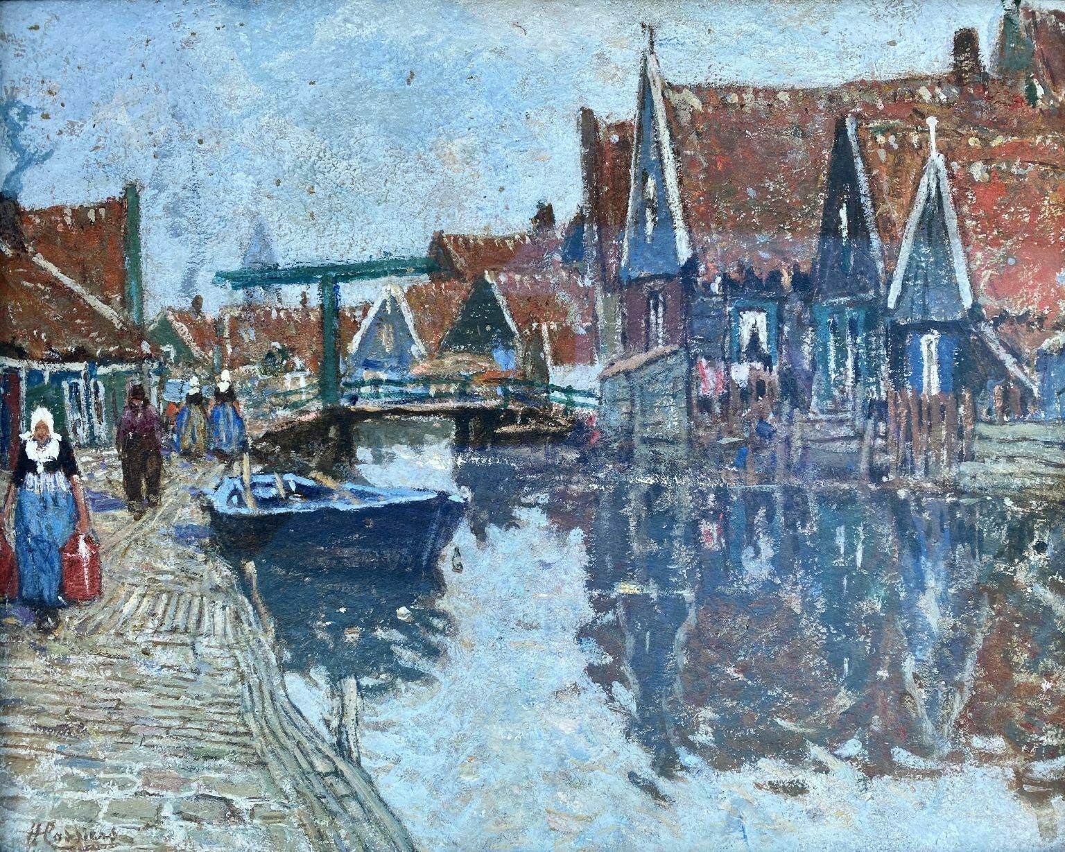 Henri Cassiers, Antwerpen 1858 – 1944 Elsene, Belgisch Schilder, Een Dorpsgezicht photo furniture