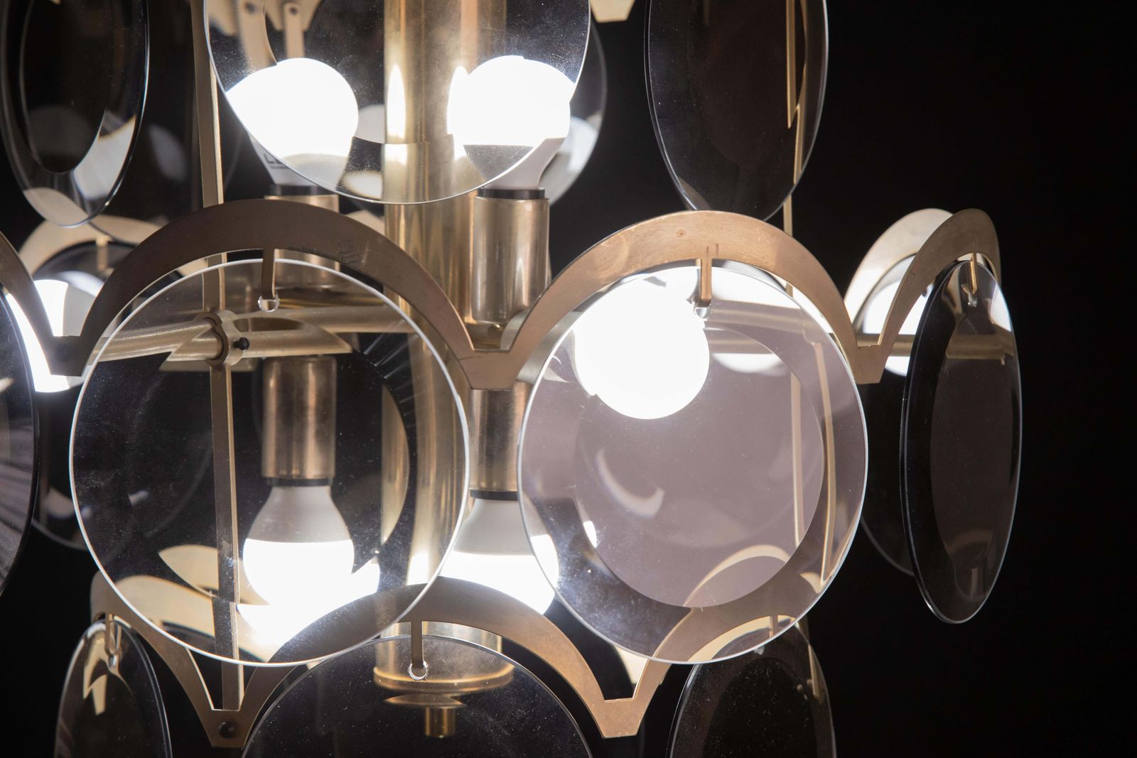 Vistosi Smoked Glass Discs Chandelier, 1960s photo for sale