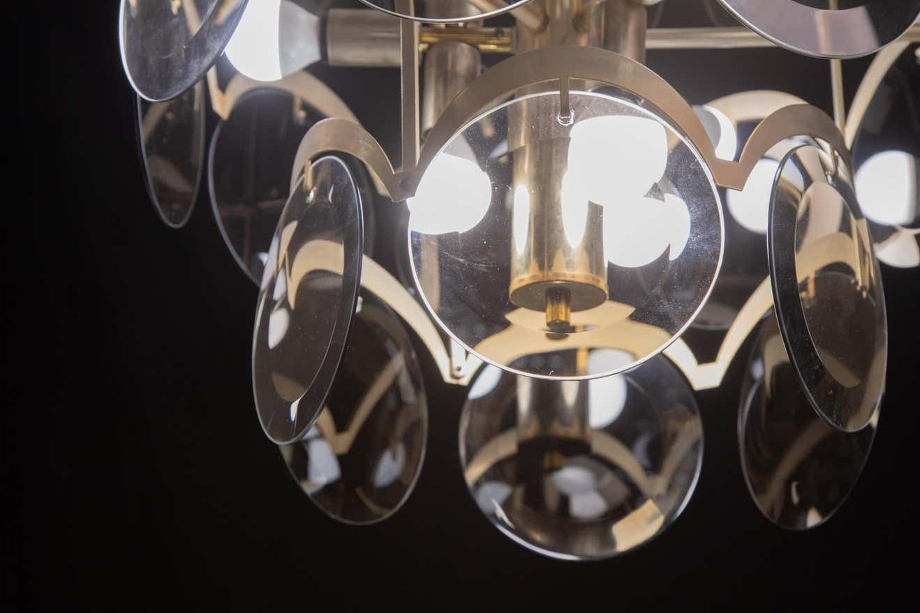 Vistosi Smoked Glass Discs Chandelier, 1960s photo vinterior