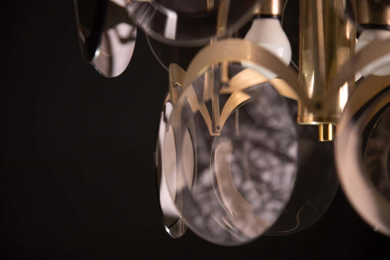 Lighting Vistosi Smoked Glass Discs Chandelier, 1960s photo