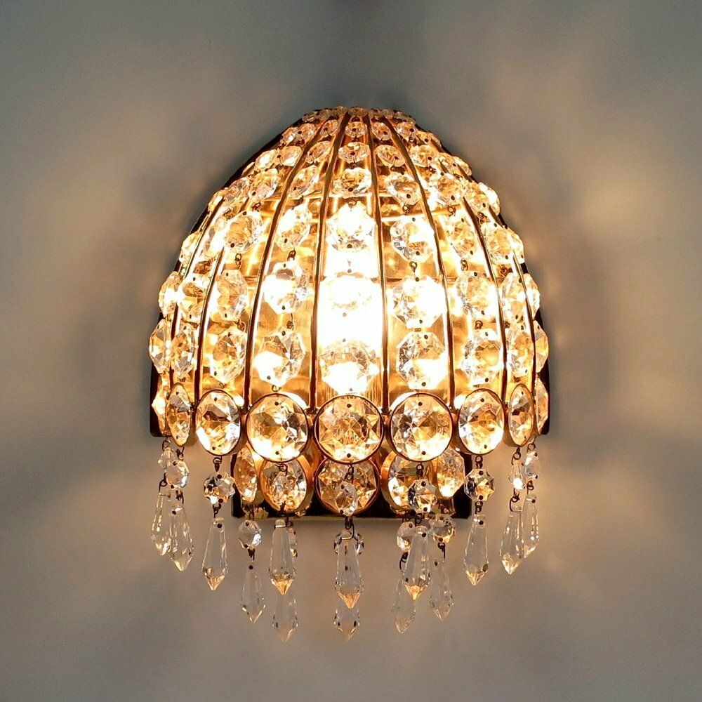 Set Of 2 German Gold Plated And Glass Wall Lamps From Palwa, 1960s photo furniture